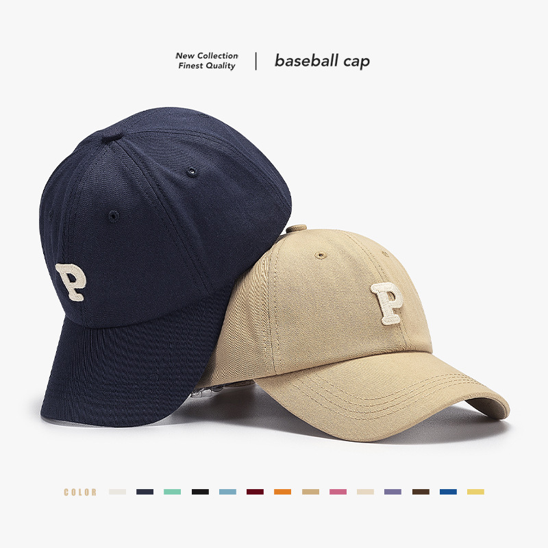 Couple Casual Soft Top P Letter Baseball Cap Fashionable Spring and Summer Outdoor Sports Show Face Small Curved Cornice Cap for Men and Women