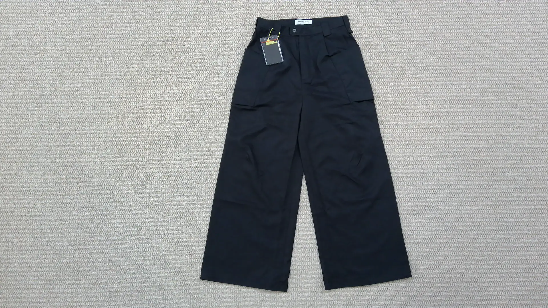 Kiko Kostadinov 23Fw Nylon Casual Cargo Pants Button Decoration Black Loose Wide-Leg Pants for Men