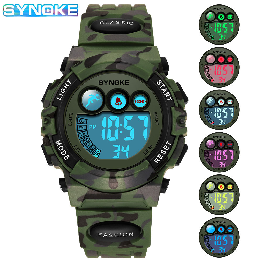 SYNOKE student electronic watch waterproof colorful luminous children's watch sports fashion boy gift