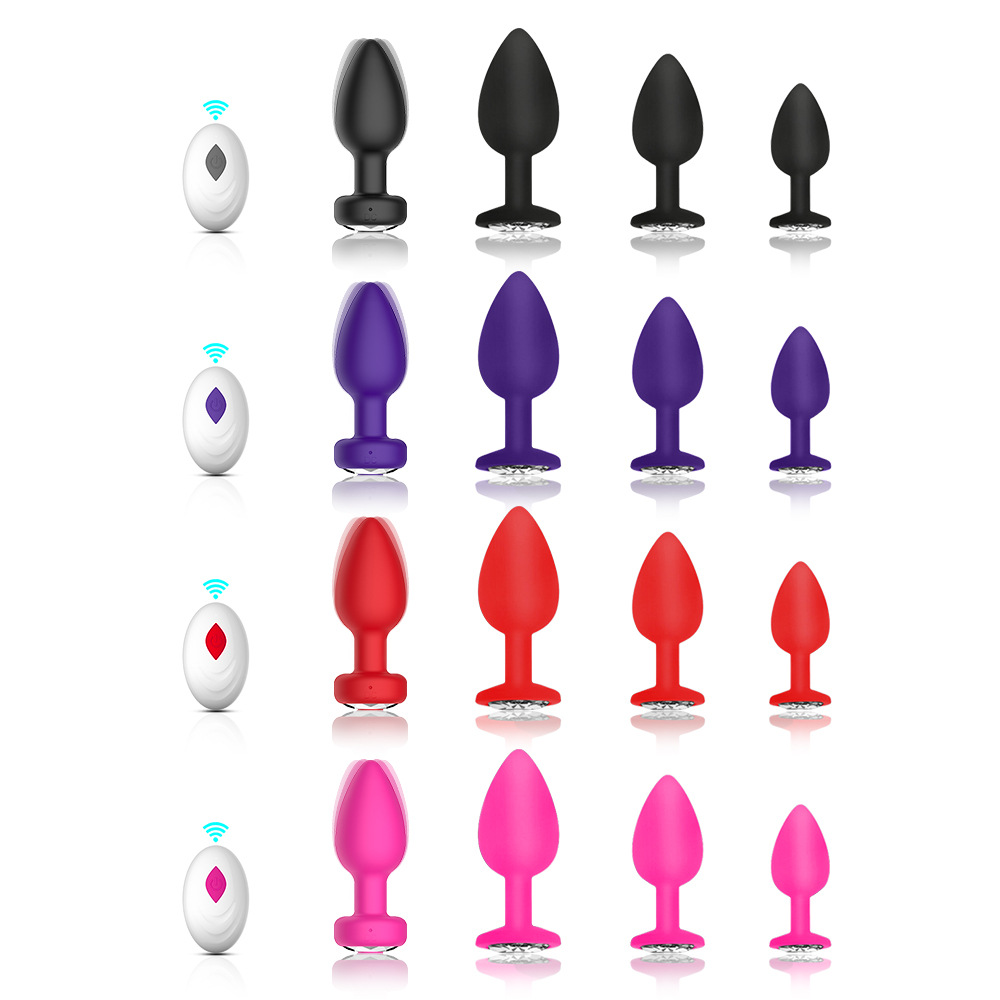 Adult products manufacturers wholesale wireless APP remote control with drill silicone back court vibration anal plug four-piece set Leya