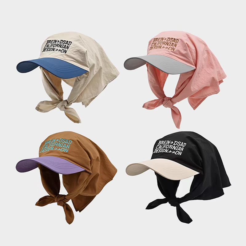 Turban Hat Women's Embroidered Letters Cap Men's Summer Color-blocking Triangle Towel Baotou Baseball Cap Personalized Hip-hop Hat