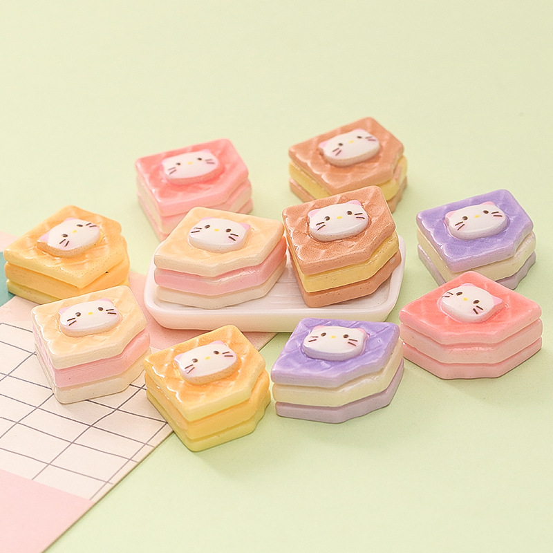 Cartoon Cat Sandwich Waffle Diy Handmade Cream Glue Refrigerator Shoe Buckle Hairpin Resin Jewelry Accessories