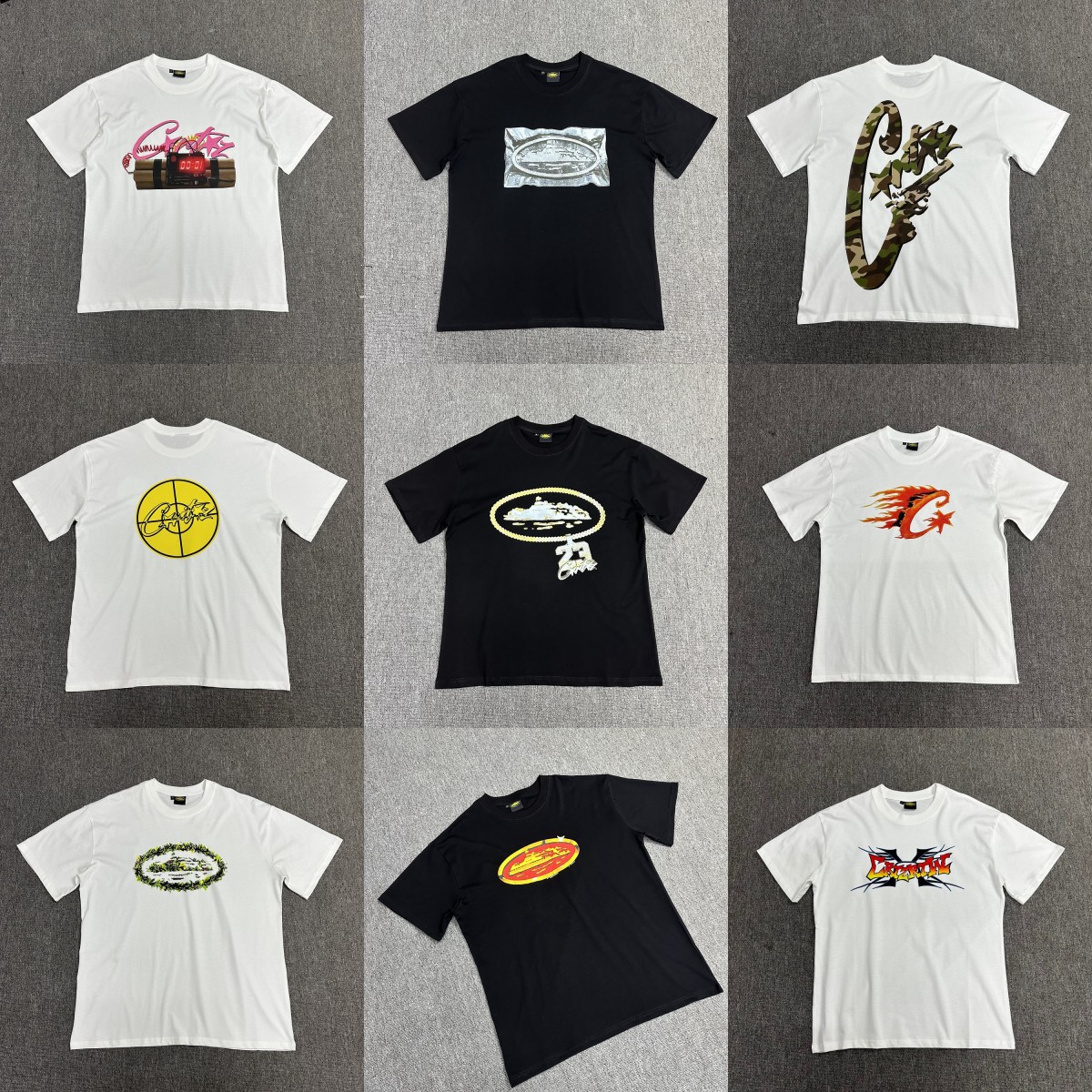 Cross-border Corteiz Trendy Brand Alcatraz Island Summer New Vintage Printed Men's and Women's Trendy Loose Casual Short-sleeved T-shirt