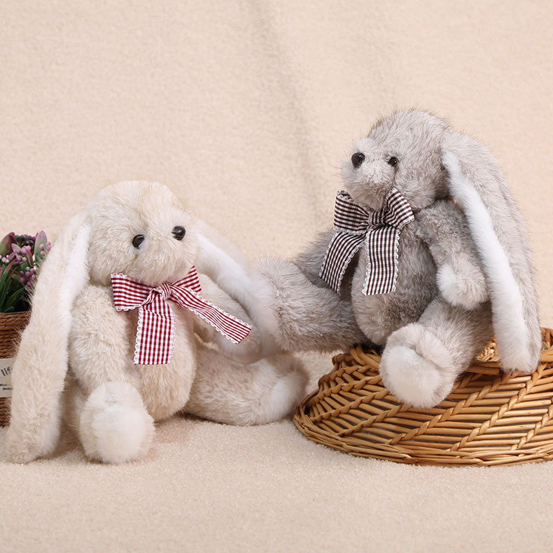 Sitting Roman Mink Bow Tie Rabbit Long-Eared Rabbit Doll Children's Comfort Toy Plush Toy Doll Wholesale