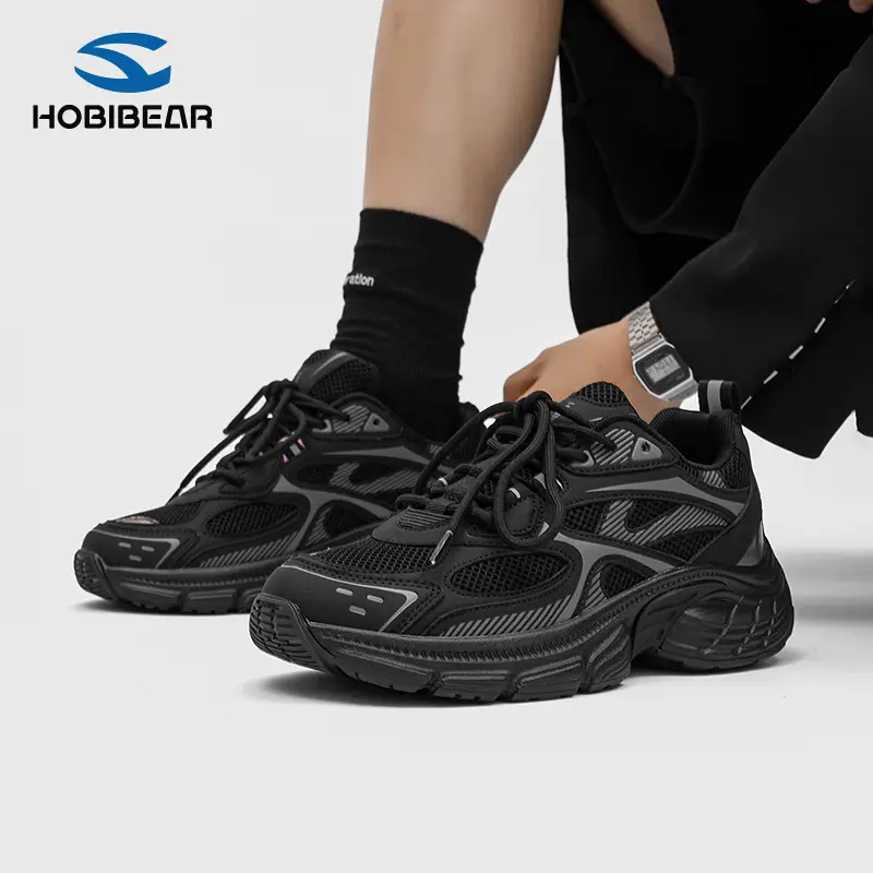 Hobibear Double Mesh Men's Shoes Spring & Fall Flats Retro Dad Shoes Youth Sports Shoes Running Shoes Factory Direct Sales