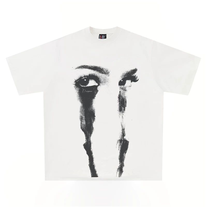 260g Heavyweight Pure Cotton! American Retro Loose Style with Portrait Pattern Print Harajuku Short-Sleeve T-Shirt