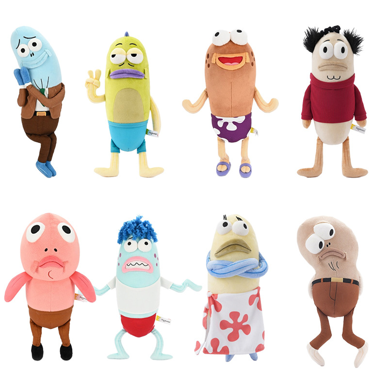 Authentic Hot-Selling Spongebob Squarepants Bikini Bottom Fishman Plush Toy Abstract Doll Fun Birthday Holiday Gift