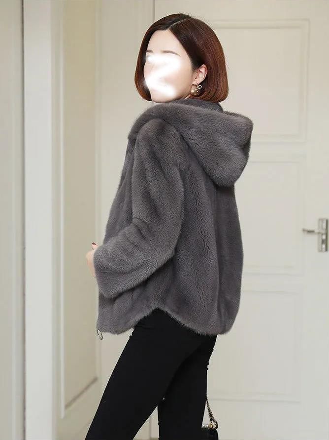 Fleece-lined thick hooded polar fleece sweater cardigan women's new autumn and winter loose Western style faux lamb plush coat