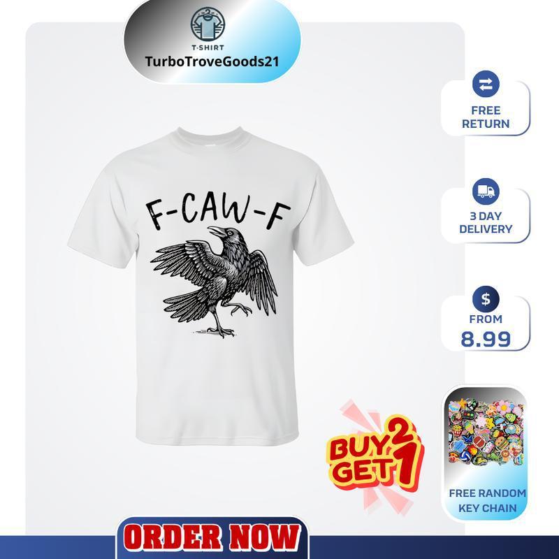 European Size Cross-Border Cotton Funny Crow Shirt, F-Caw-F, Black Crow, Raven Lover