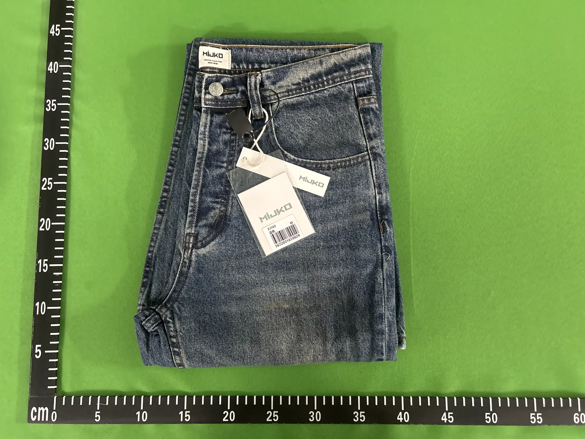 Mijko Men's and Women's Washed Burnt Patch Distressed Jeans with Slightly Flared Wide Legs for Men and Women, Destroyed Blue Pants