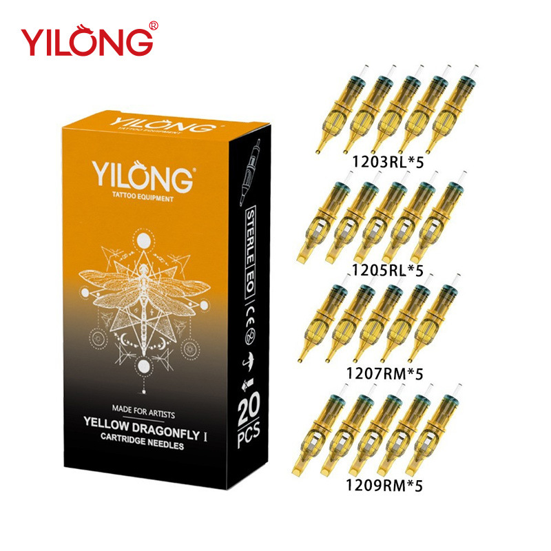 Yilong Cross-border Yellow Dragonfly Tattoo One Needle Disposable Tattoo Needle Cheyenne Tattoo Needle Tattoo Pen Wholesale