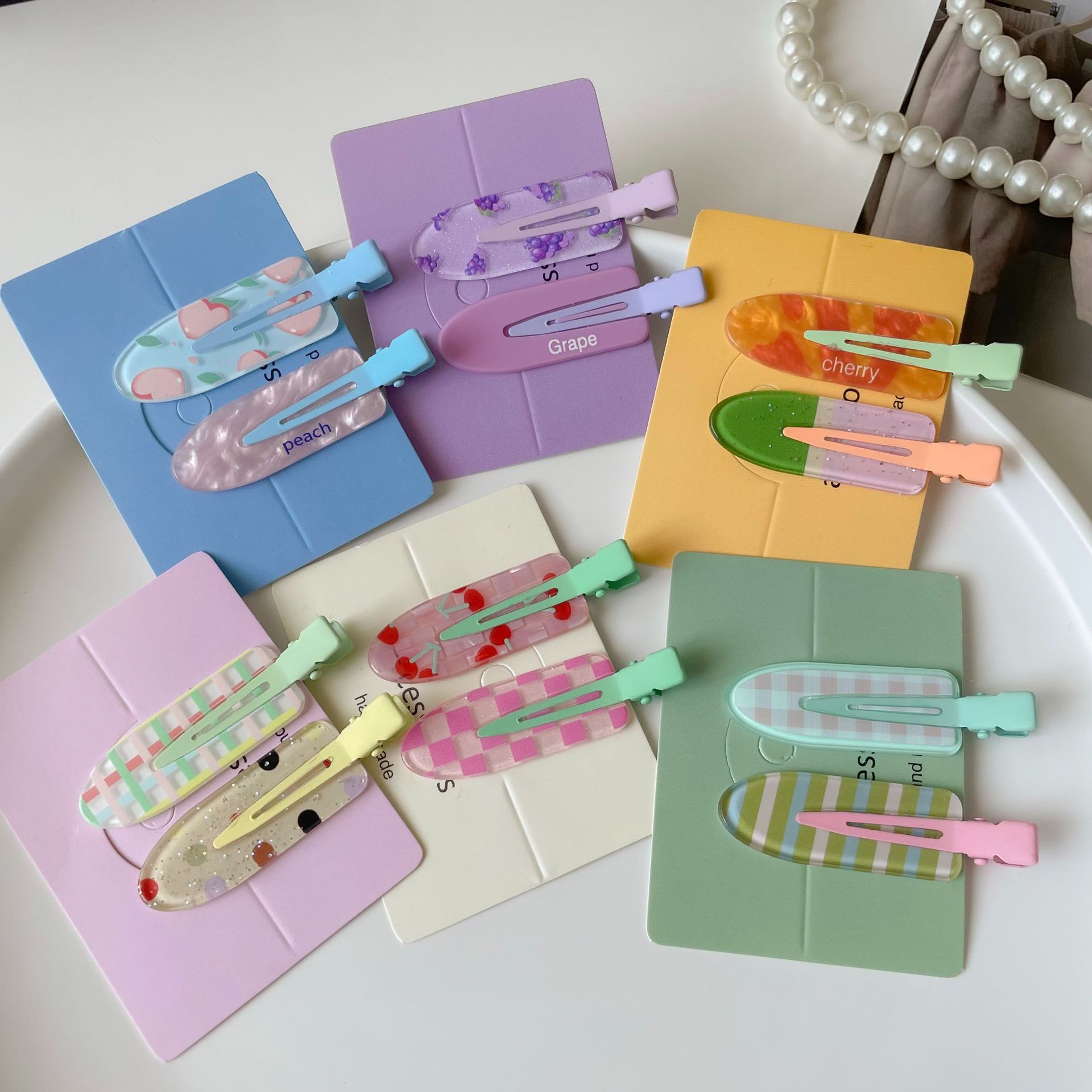 2 Packs of Juice Series Fresh Y2K Hairpins Cute Duckbill Makeup Clips Seamless Hairpins Hair Accessories Bangs Side Clips