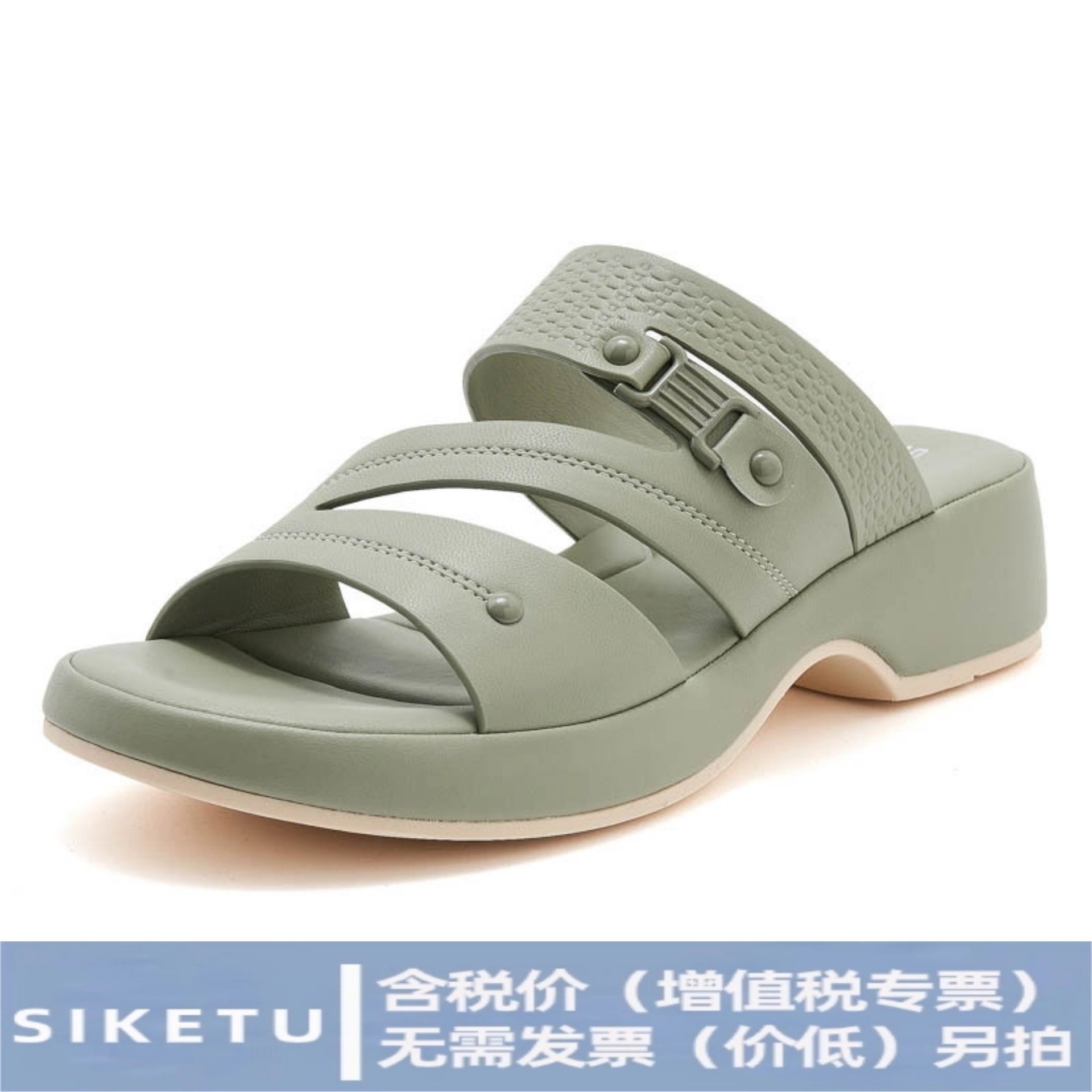 V222-2 New in 2025 Spring and Summer Amazon Leisure Non-slip Buckle Seaside Beach Wedge plus size Slippers for Women