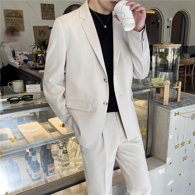 White Duffy Handsome Casual Suit Men's Fashionable Loose Light Mature Style Suit Men's Cyber Celebrity Summer Thin Jacket