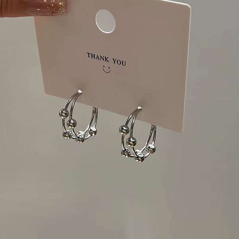 Ins Style High-End Niche Design Small Ball Metal Earrings 2022 New Trendy Stylish Versatile Exaggerated Earrings