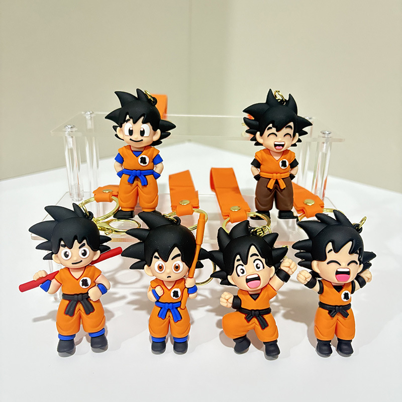 Cross-Border Dragon Ball Keychain Pendant Soft Rubber Son Goku Super Saiyan Bag Pendant Cartoon Figure Wholesale