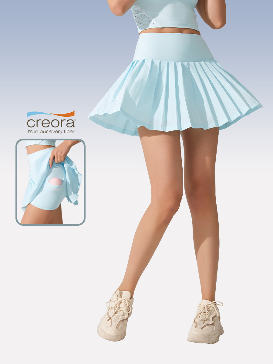 Spring and summer new sports skirt women's outdoor anti-light breathable pleated half-length fitness running badminton tennis skirt