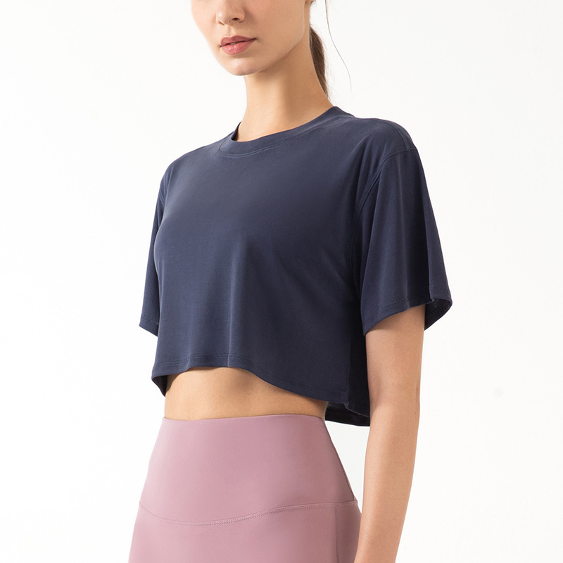 Spring and Summer New Sports Top Women's Running Exercise Navel Modal Loose Fitness Yoga Clothes Short-sleeved T-shirt for Women