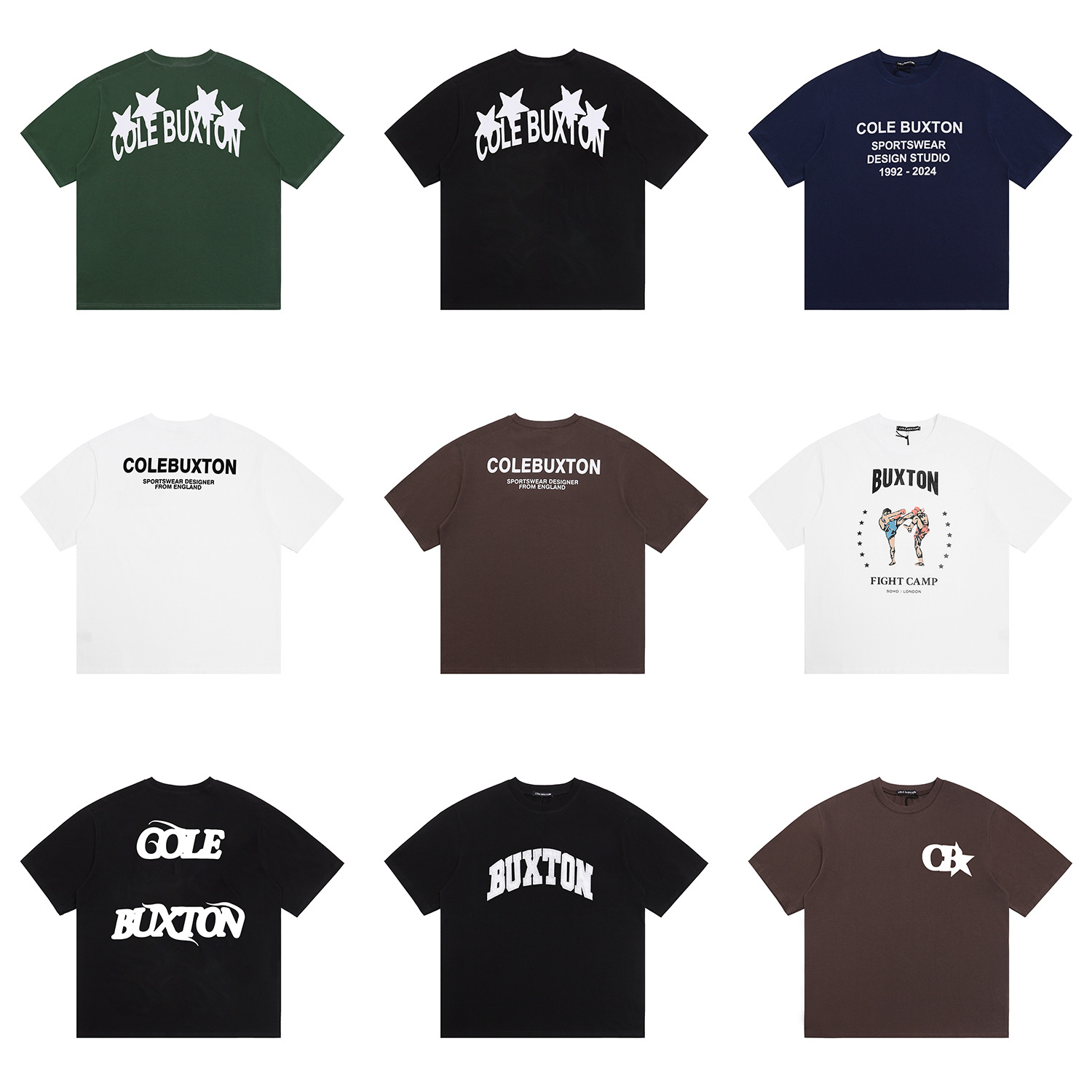 Cole Buxton American Retro Letter Printed Short-Sleeved T-Shirt for Men and Women Loose Casual Versatile Tops Trendy Brand