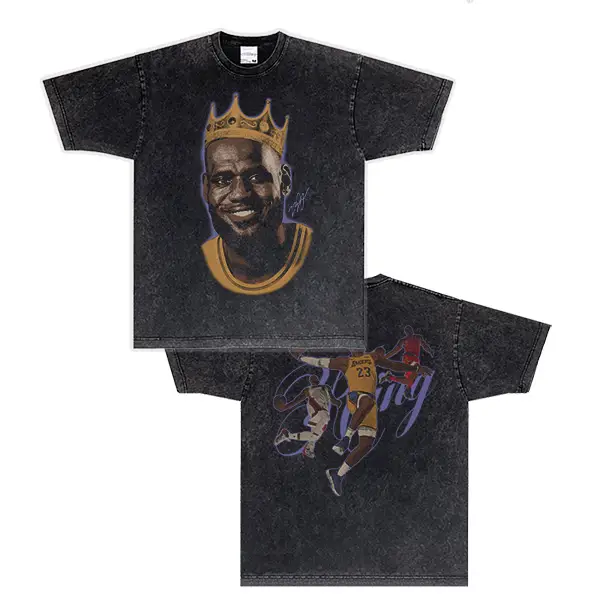 James James Dunk T-Shirt Summer Unisex Crew Neck Pure Cotton Heavyweight Loose American Retro Basketball Long and Short Sleeve