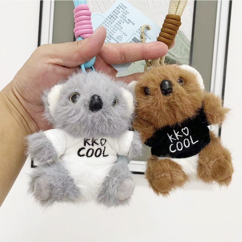 Car Keychain Cute Marten Koala Hand Rope Doll Hanging Ornaments Small Gift Girl Bag Plush Doll Pendant