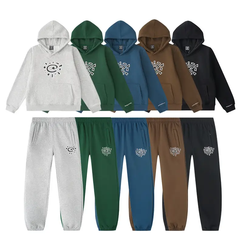 ADWYSD Men's & Women's Sun Roll Basic Print Fleece Hoodie & Jogger Set, Fall Winter New Streetwear