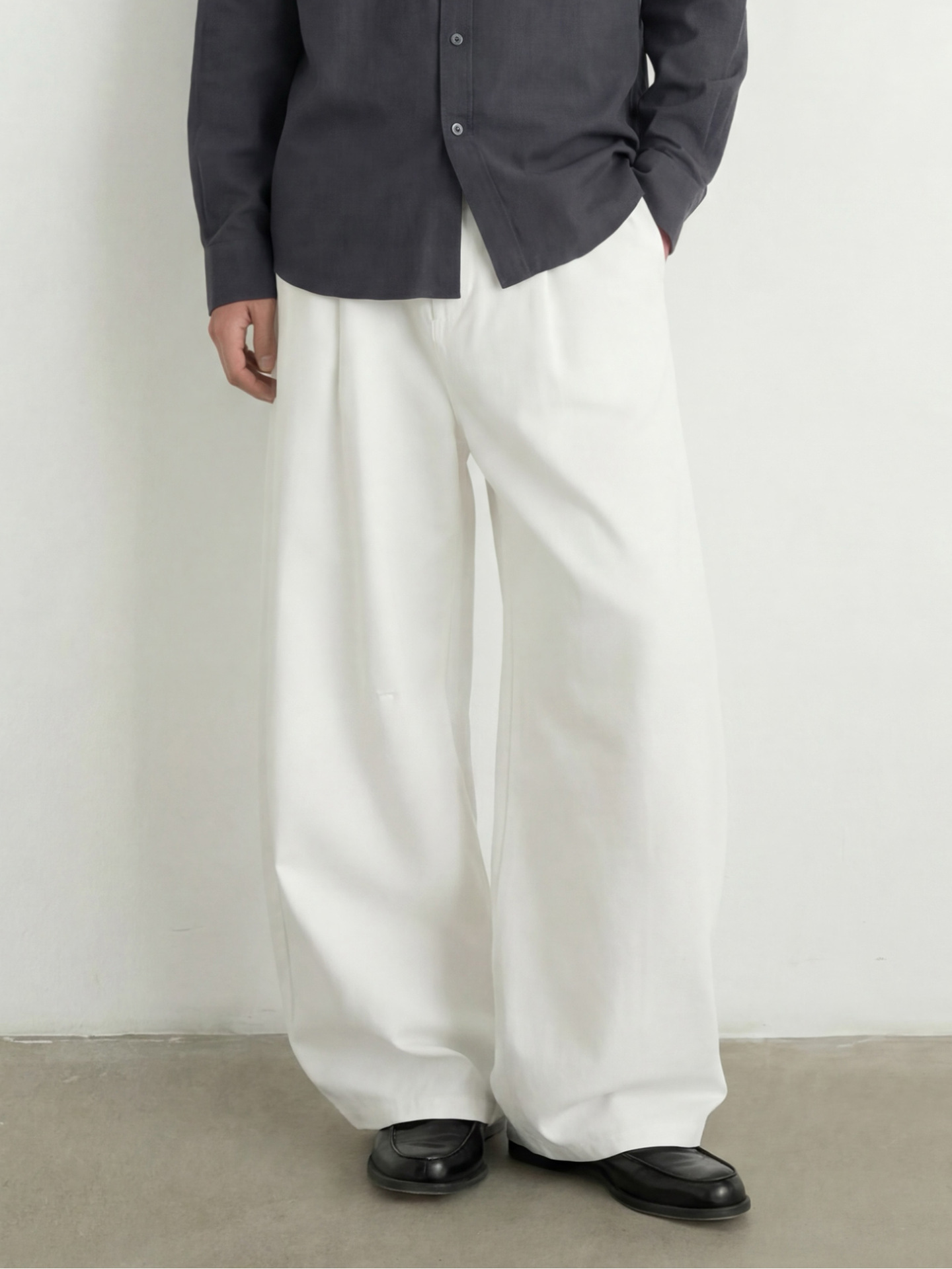 Trs Minimalist Series | 26Ss Lyocell Comfortable Fade-Resistant Baggy Wide-Leg Draped Curved-Cut Jeans for Men and Women
