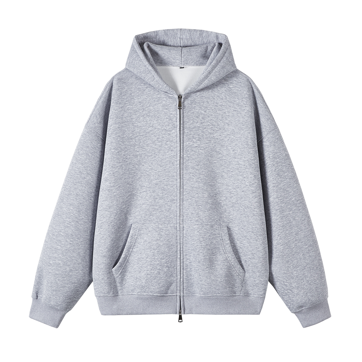 Trendy American Retro Heavyweight Double-Zip Cardigan Hooded Sweatshirt Unisex Loose Couple Style Versatile Casual Hoodie