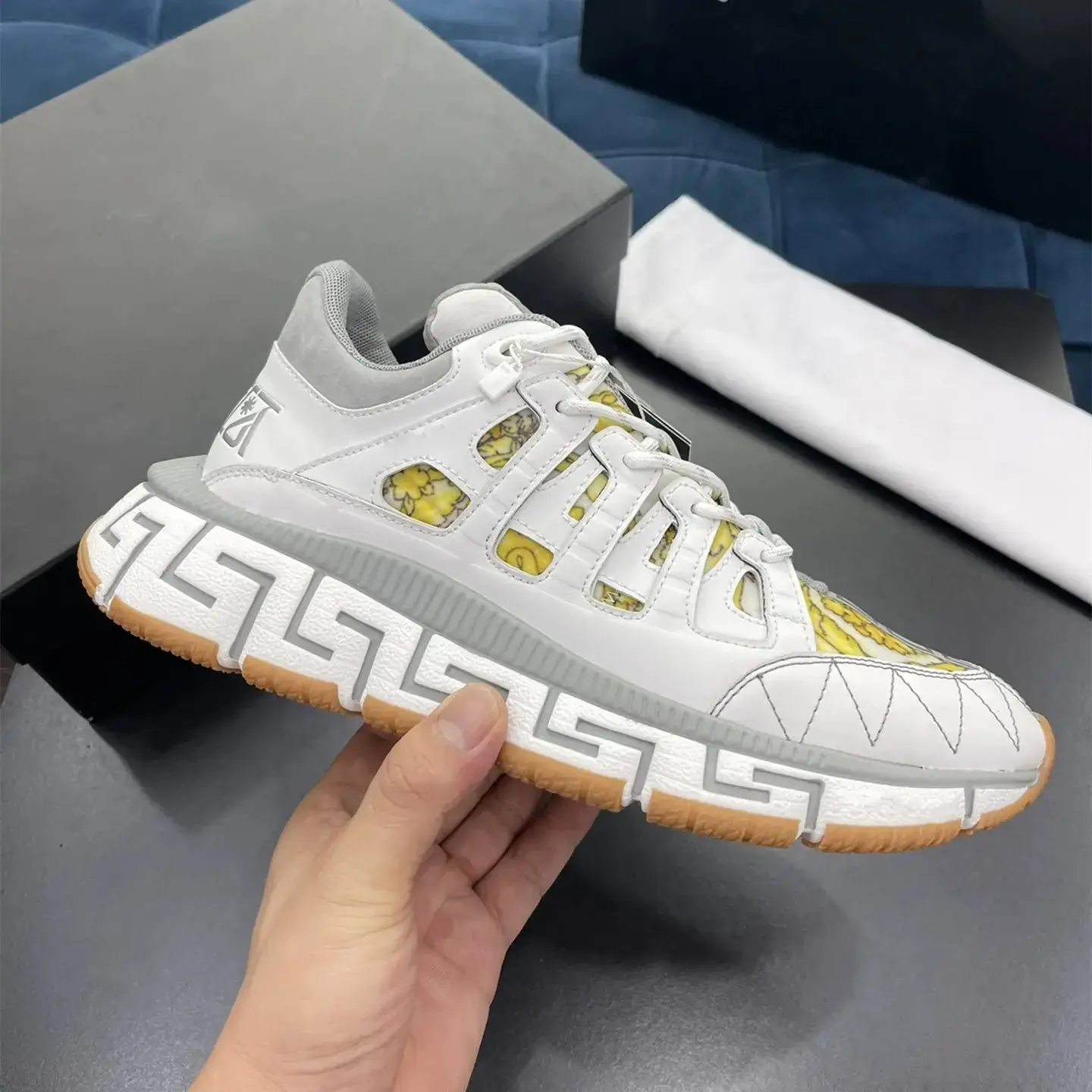 Versace Medusa White Yellow Sneakers