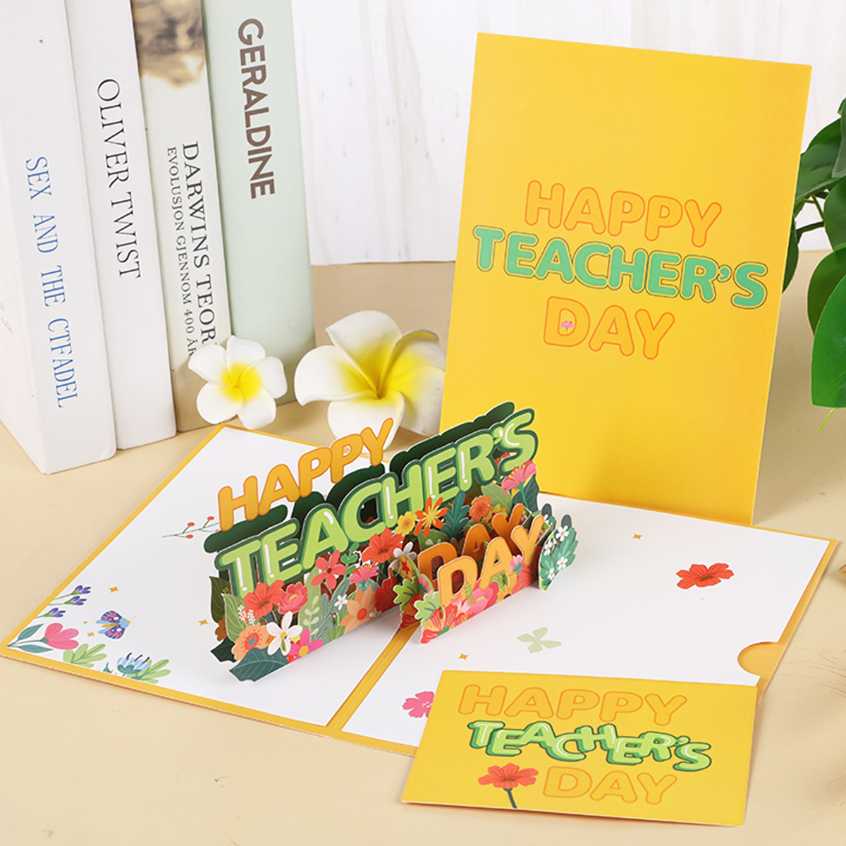 Teachers' Day Three-dimensional Greeting Card to Send Teachers Creative Gifts Holiday Blessing Message Thank You Card Paper Carving Card Wholesale