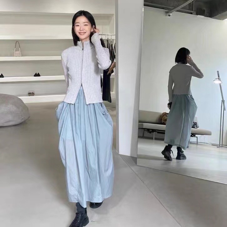 Now Korean Dongdaemun Designer Amo**Nto23 Spring Drawstring Splicing Vest Dress Three Colors