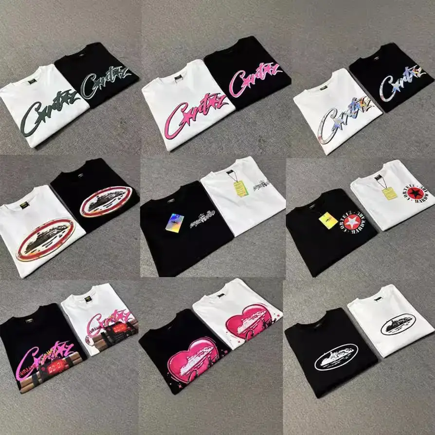 Cortiez Series T-Shirt Short-Sleeved Letter Logo Print Unisex Casual Loose Fashion Alcatraz Short-Sleeved Trendy Brand
