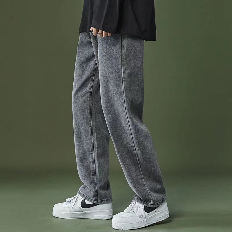 Men's Jeans Spring and Autumn New Straight Retro Long Pants Hong Kong Style Mid-Waist Trendy Brand Faded Unisex Dropshipping