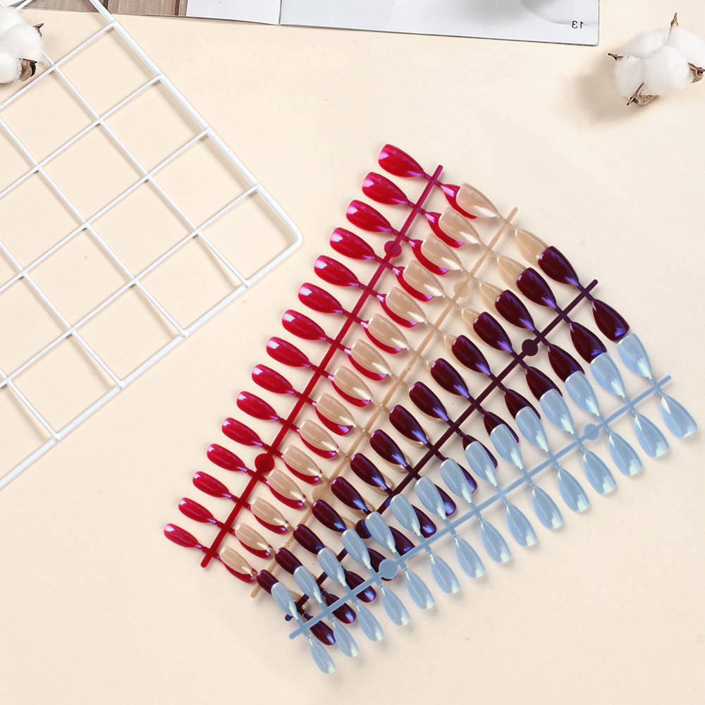 Cross-Border New Product Manicure Optical Electroplating Wearable Nails Simple Glossy 30 Pieces High-End Fake Nails Amazon Makeup