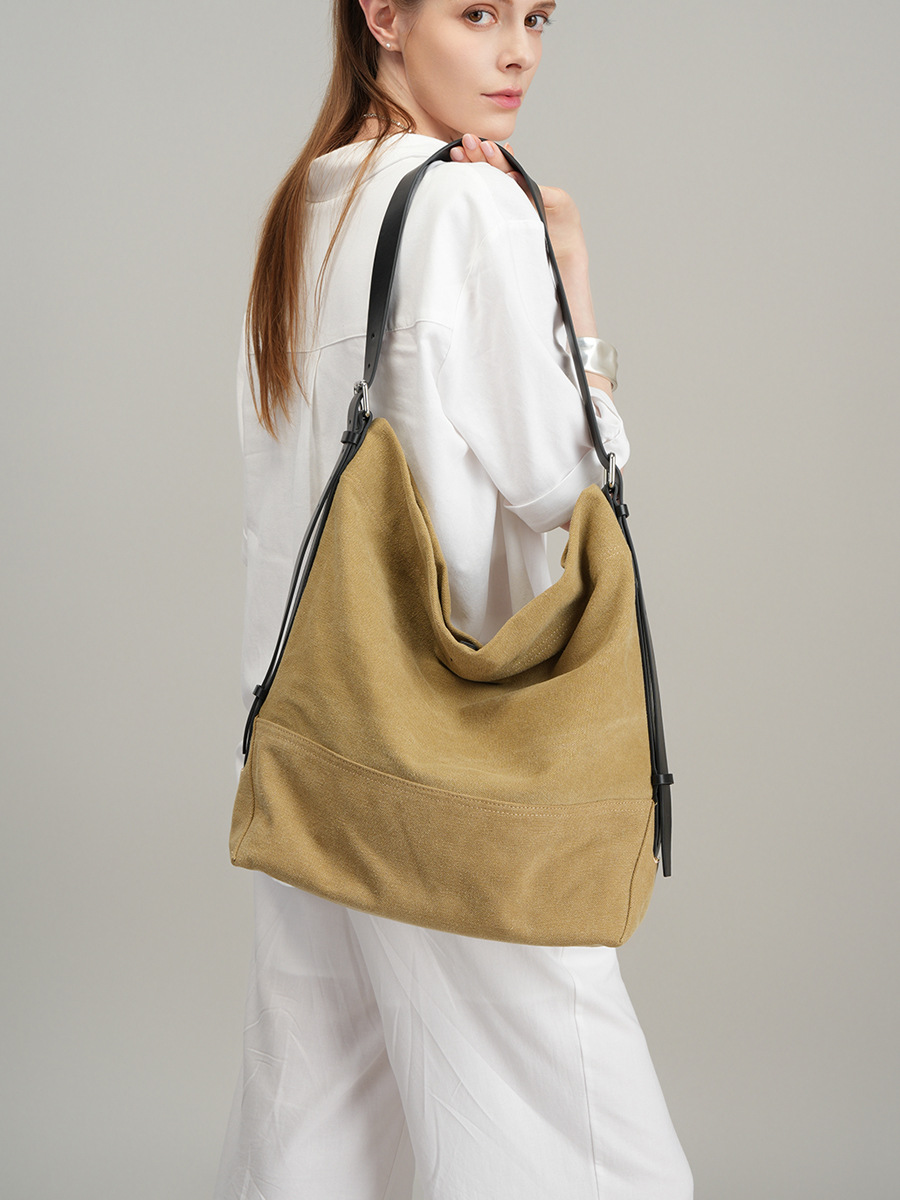 Jennie's Same Style High-End Niche Bucket Bag for Work and Commuting, Tote Shoulder Crossbody Large Capacity Canvas Bag