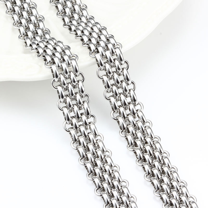 New Cross-Border Stainless Steel Cuban Chain Three-Row Chain Men's and Women's Watch Chain Necklace Bracelet Bag Chain