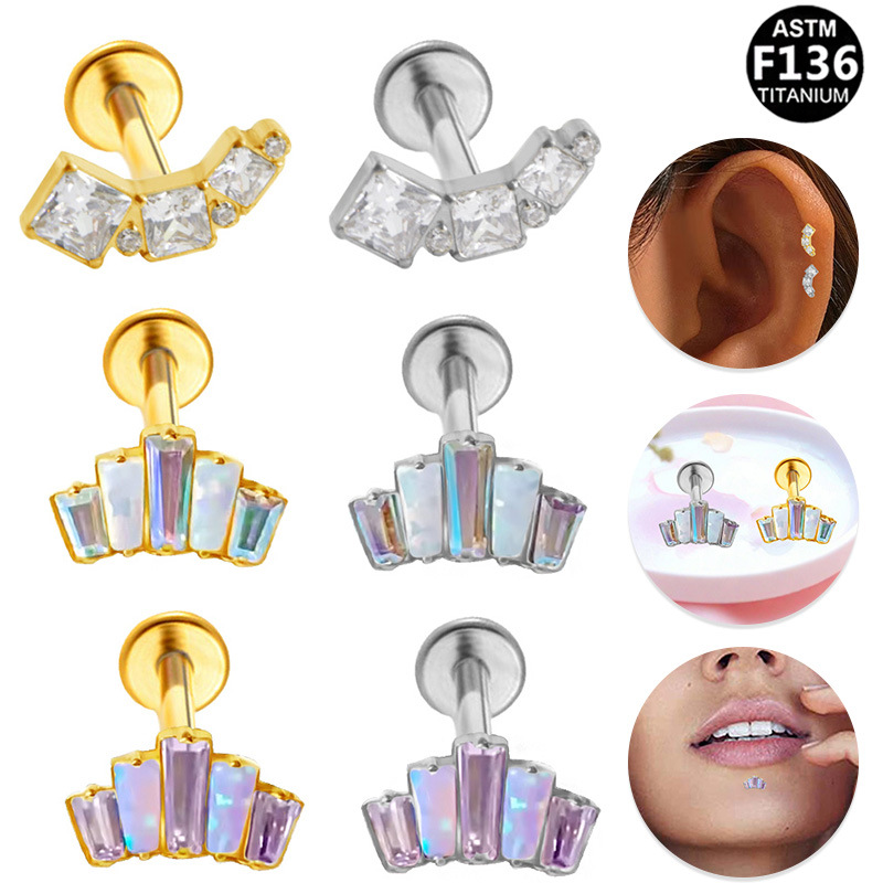 Gaibei Europe and the United States cross-border irregular T-shaped rod internal thread lip nail G23 titanium ear bone nail light luxury niche ear nail