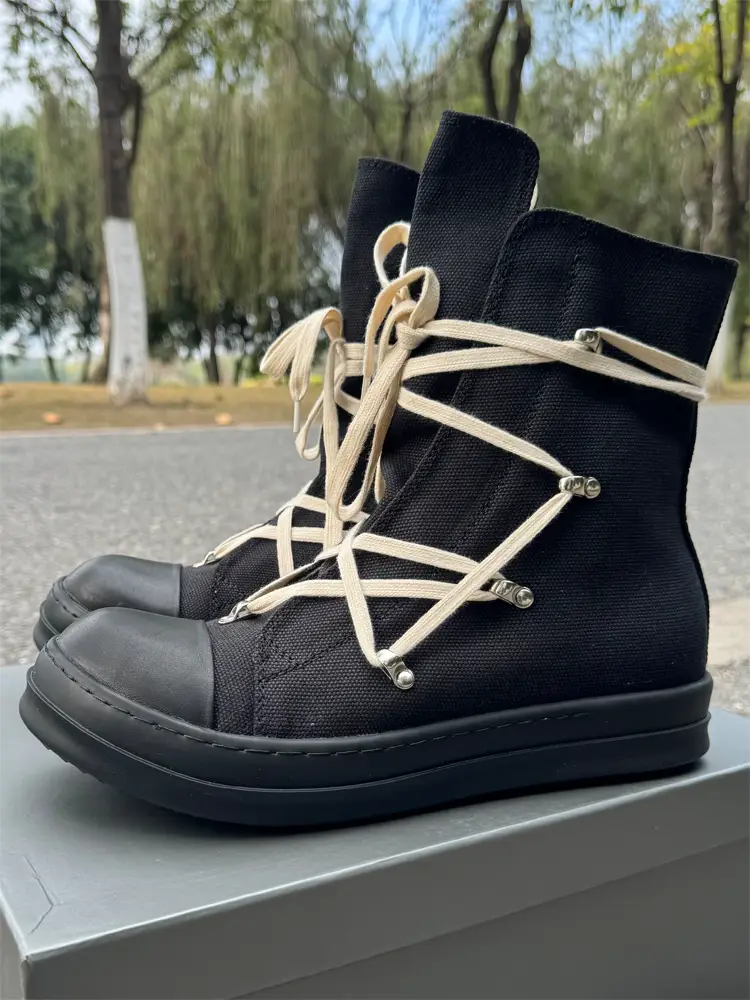 2025 Ss Ro Fabled Canvas High-Top Shoes Black Five-Pointed Star Men's Shoes Shoelace Breathable Plus size Casual Shoes