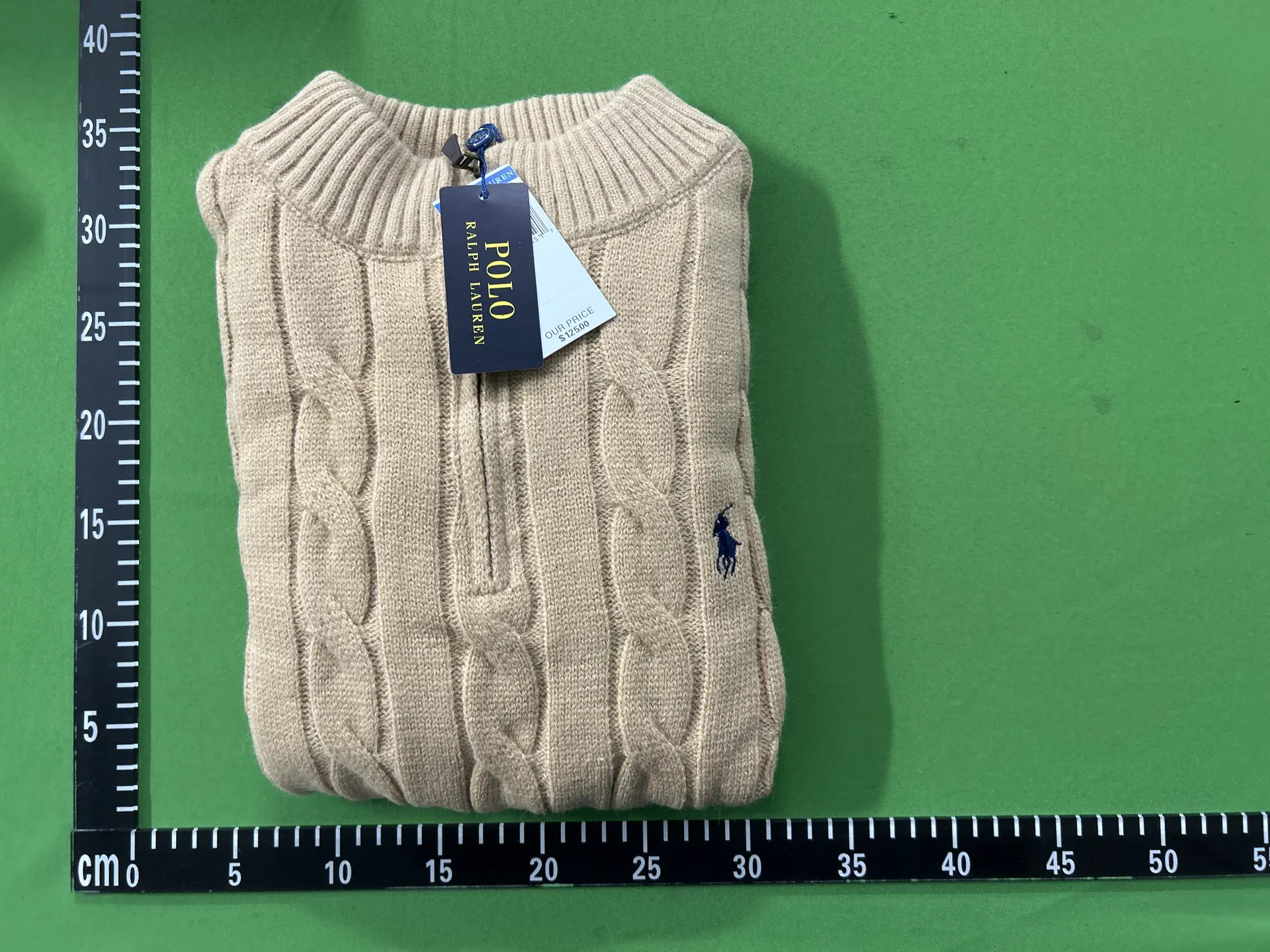 Polo Ralph Lauren Cable Knit Half Zip Sweater Beige