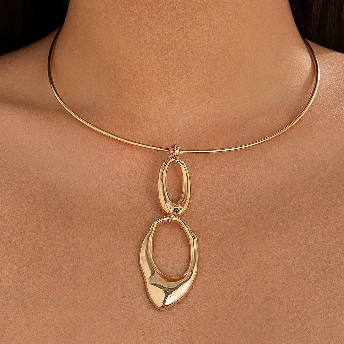 European and American Cross-Border Simple Niche Fashion Gold Versatile High-End Glossy Spring Open Necklace Factory Direct Sale