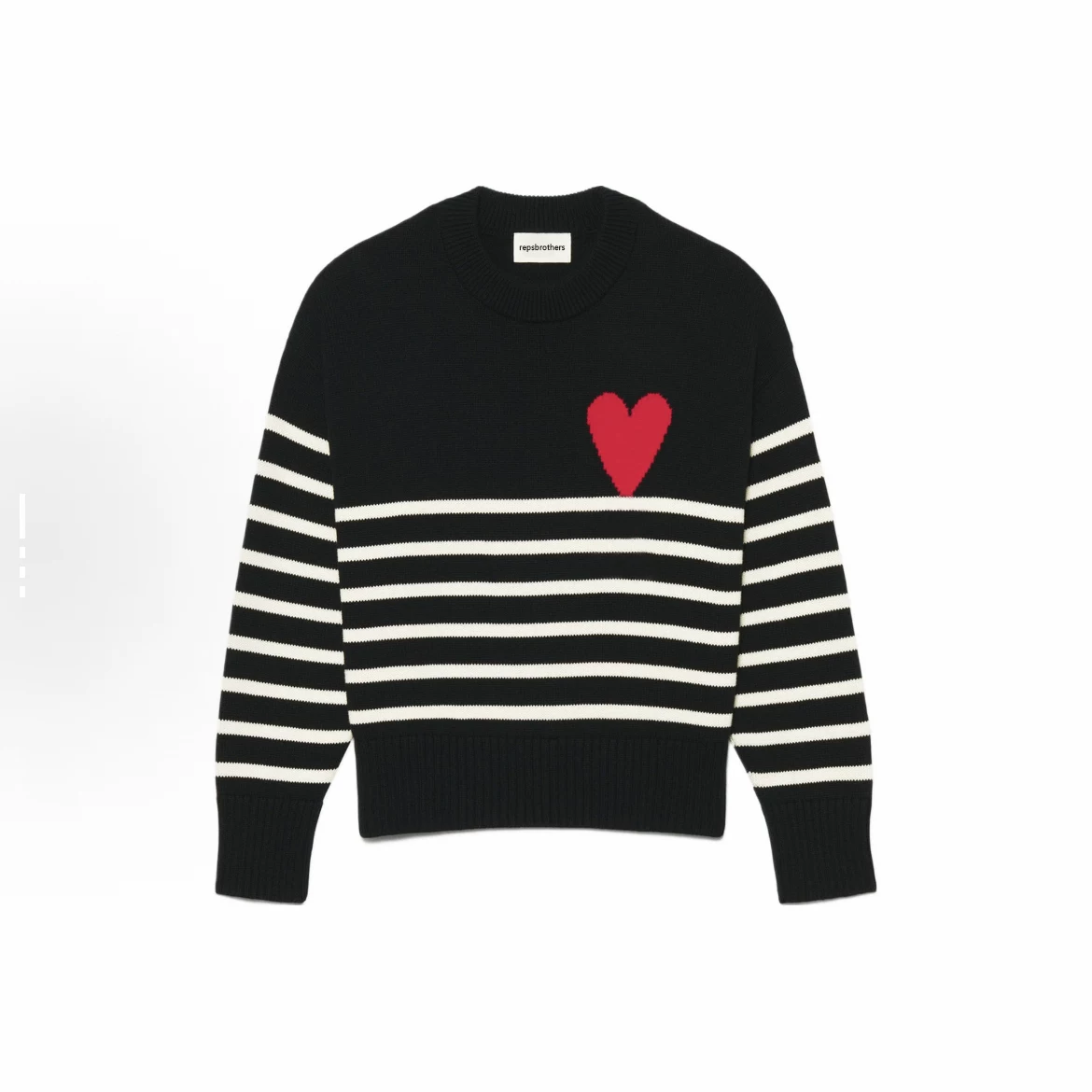 A striped heart-shaped sweater