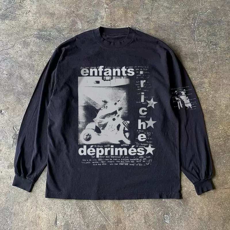 Xiao Chen's story is about 310 grams of heavyweight pure cotton! American retro oversized long sleeved T-shirt, versatile on the street