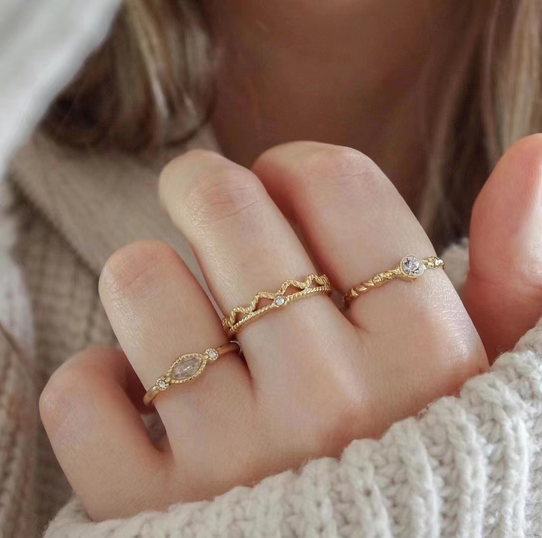 European and American Style Versatile Stainless Steel Ring for Women, Non-Fading, Fashionable, Stackable, Adjustable, Inlaid with Zircon, Stainless Steel Ring