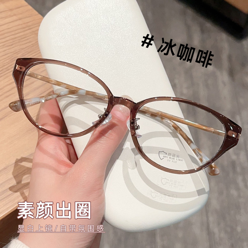 New Ultra-Light Trendy Natural Look Cat-Eye Tr90 Women's High-End Glasses Frames from Danyang Manufacturer, Wholesale, Can Be Customized with Prescription Lenses