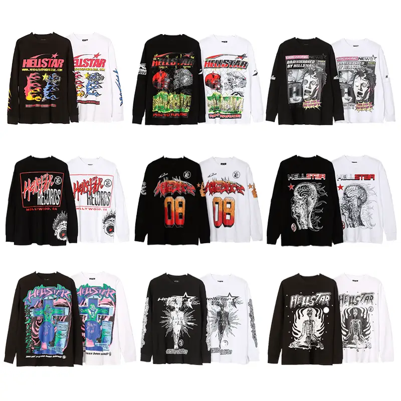American Style Her Long Sleeve Shirt pullover American Style Street Print Undershirt T-shirt