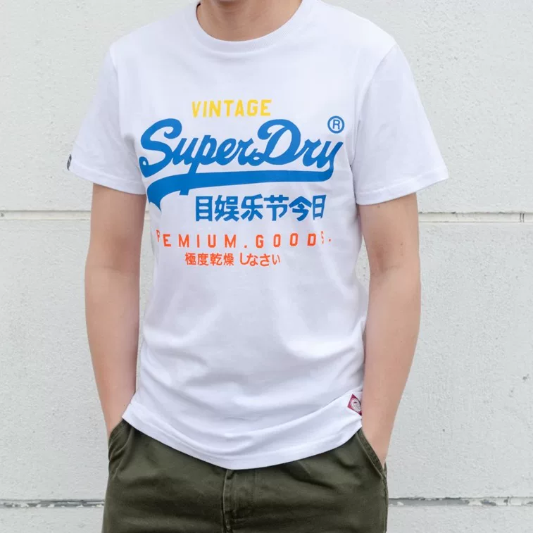 British Superdry Extremely Dry Men's Summer Trendy Brand Letter Print Short Sleeve T-Shirt Cotton Slim Fit Round Neck Short Tee Foto QC de TAOBAO na Qualit.ly