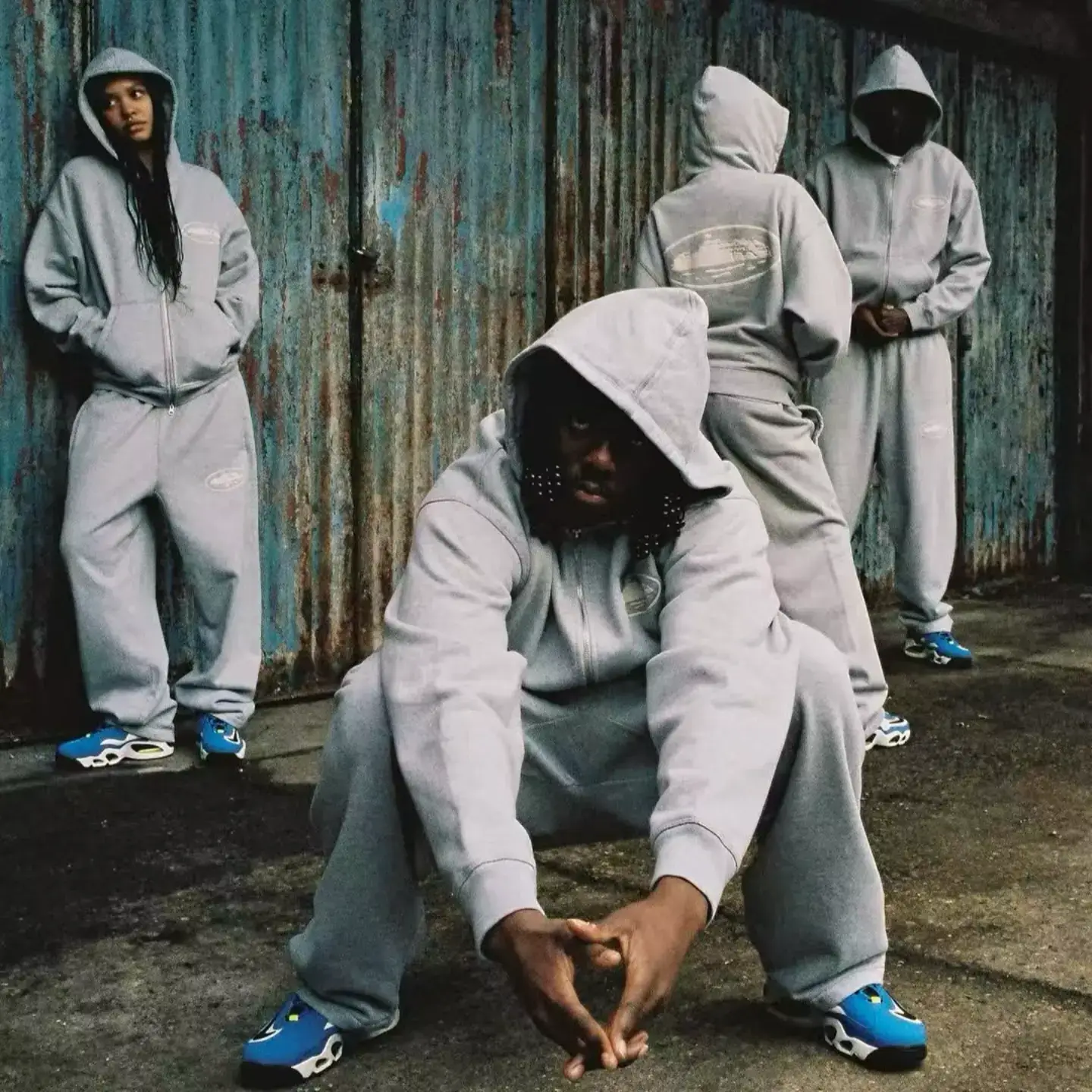 Correct Version Corteiz Alcatraz Zipper Sweatshirt Sweatpants Suit Fashion Celebrity Street Fleece-lined Hooded Outwear