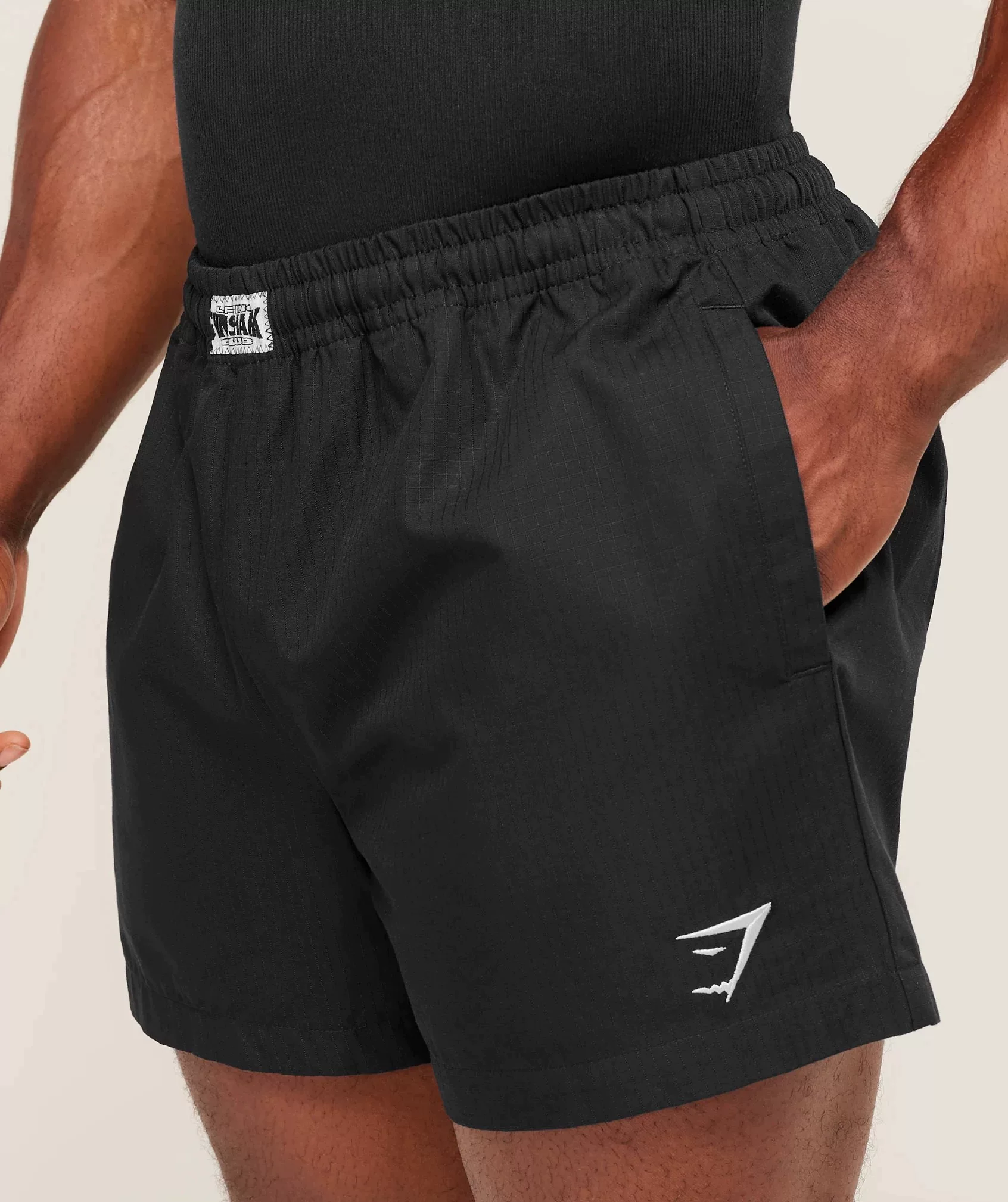 In-Stock Gymshark Fully Combed Plaid Shorts for Men, Durable and Non-Stretch Cotton Sports Shorts Foto QC de TAOBAO na Qualit.ly