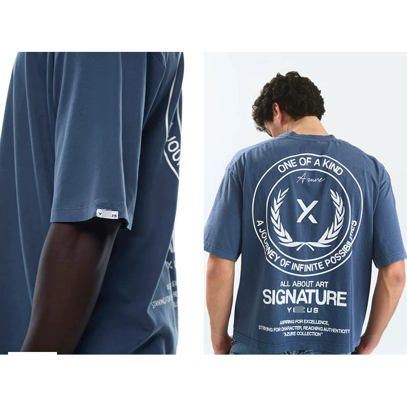 Unisex Yux European and American Trendy Brand American-Style Soft Washed Small Neckline Short-Sleeved T-Shirt Hk75 # Dg66 QC-foto van TAOBAO op Qualit.ly