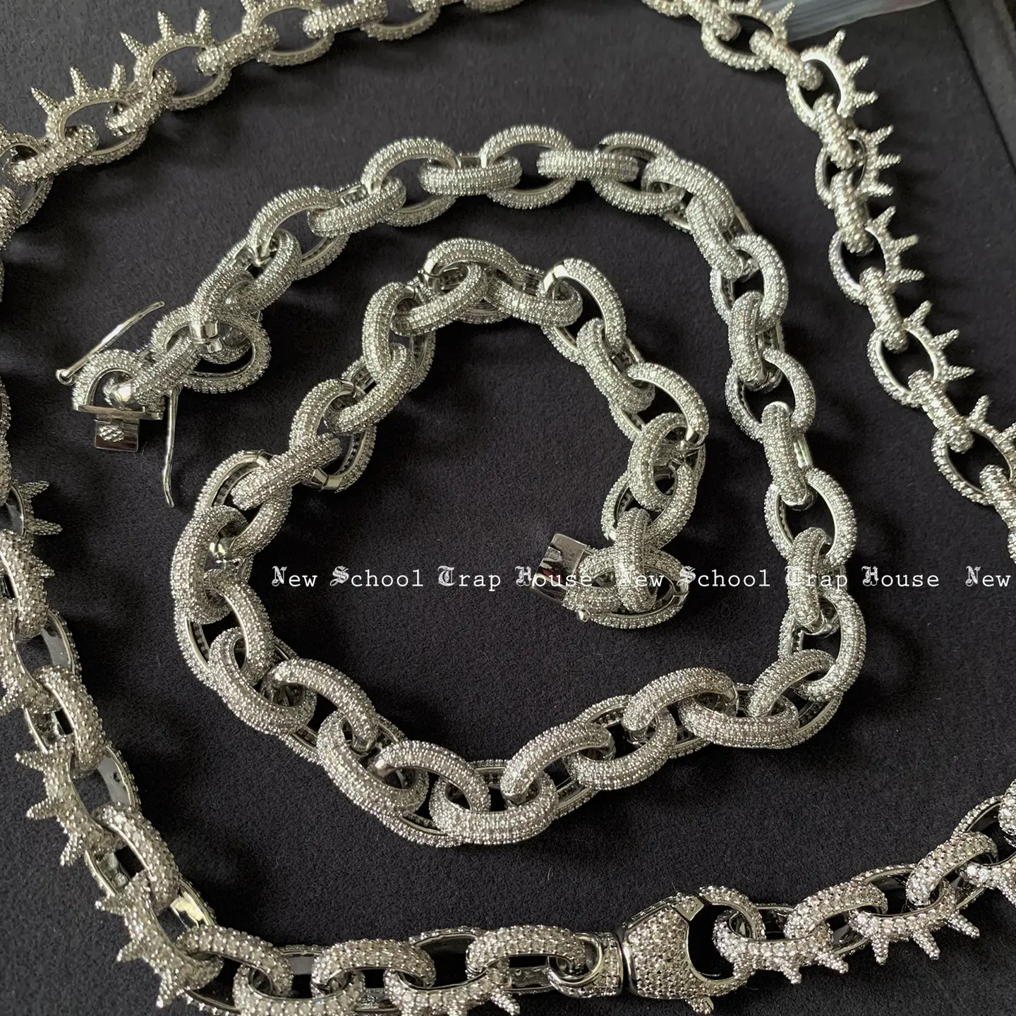 Playboi Carti 10mm Spiked Chain Spiked Egg-Shaped Chain Rope Necklace Bracelet O-Chain